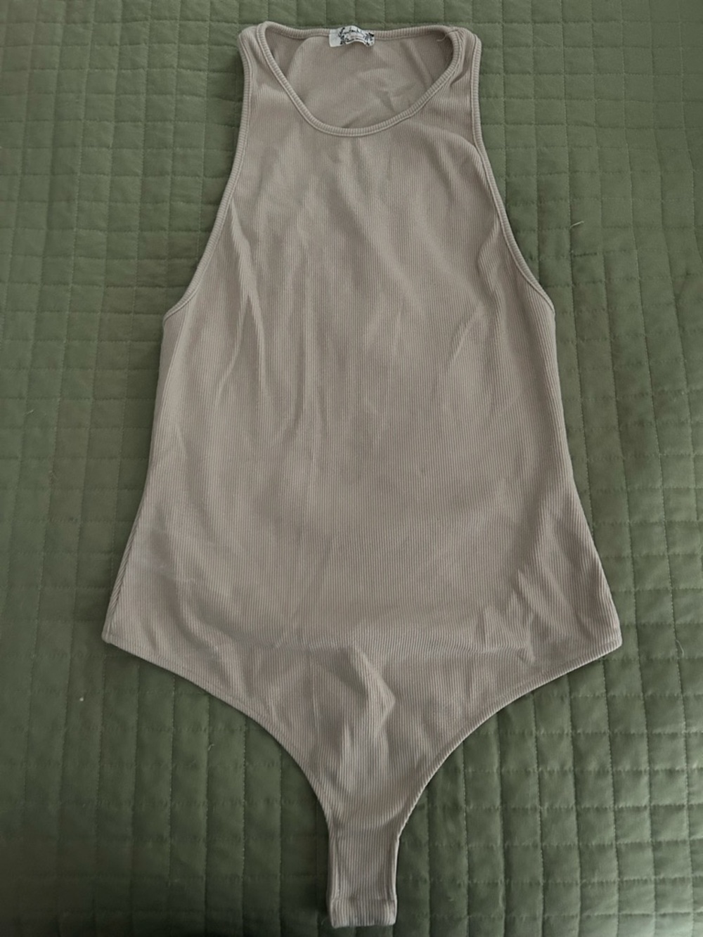 Free People Ribbed Scoop-Neck Bodysuit in Taupe